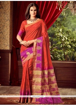 Aristocratic Raw Silk Weaving Work Classic Designer Saree