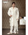 Off White Brocade Kurta Payjama