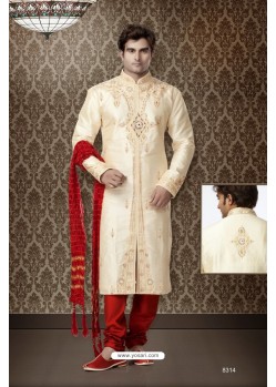 Designer Cream Art Silk Kurta