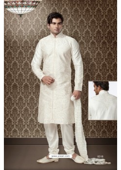 Excellent Off White Art Silk Kurta