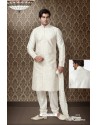 Excellent Off White Art Silk Kurta