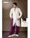 Off White Indo Western Art Silk Kurta