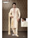 Cream Banarasi Giccha Dhoti Sherwani