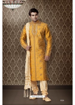 Golden And Firozi 2 Ton Art Silk Kurta