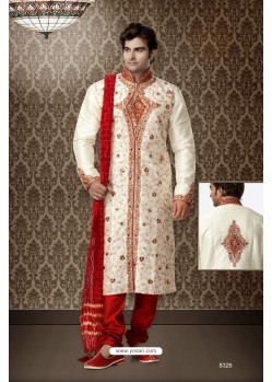 Creative Cream Zari Art Silk Kurta