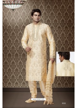 Stunning Cream Art Silk Kurta