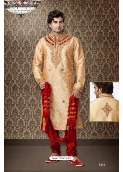 Pleasing Chickoo Art Silk Kurta