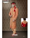 Fashonable Pure Silk Maroon Sherwani