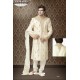 Fancy lemon cream brocade chudidar Sherwani