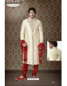 Exclusive lemon cream brocade Sherwani