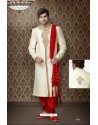 Awesome lemon cream brocade Sherwani