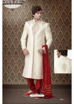 Amazing off white brocade Sherwani