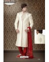 Amazing off white brocade Sherwani