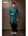 Attractive Green And Black Banarasi Giccha Kurta Payjama