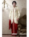 Cream Banarasi Silk Indo-Western Kurta