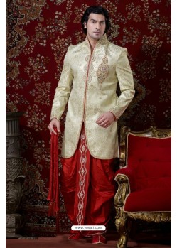 Cream Banarasi Silk Dhoti Kurta