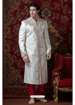 Rich And Elegent Off White Sherwani