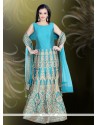 Invaluable Tafeta Silk Sea Green Embroidered Work Readymade Gown