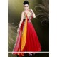 Irresistible Net Embroidered Work Red Readymade Gown