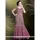 Stunning Embroidered Work Satin Purple Readymade Gown