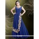 Princely Navy Blue Pure Crepe Embroidered Work Readymade Gown