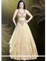 Amusing Beige Embroidered Work Readymade Gown