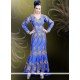 Stupendous Raw Silk Blue Readymade Gown