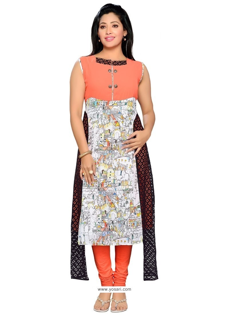 sorcerous print work georgette party wear kurti