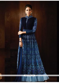 Festal Georgette Navy Blue Embroidered Work Designer Floor Length Suit