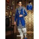 Stylish Blue Raw Silk Sherwani Suit