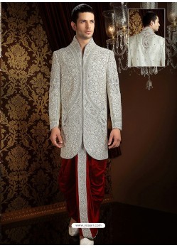 Attractive Pure Banarasi Silk Fabric Sherwani