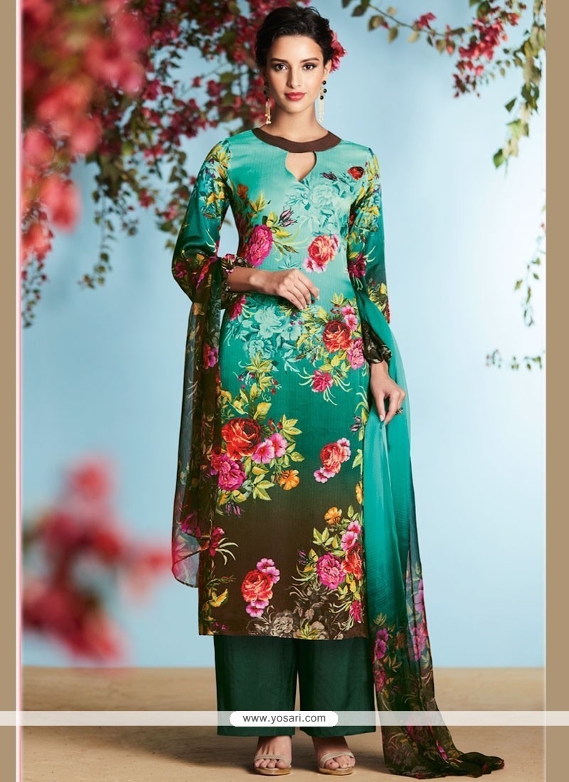 Buy Resplendent Multi Colour Digital Print Work Georgette Palazzo Suit ...