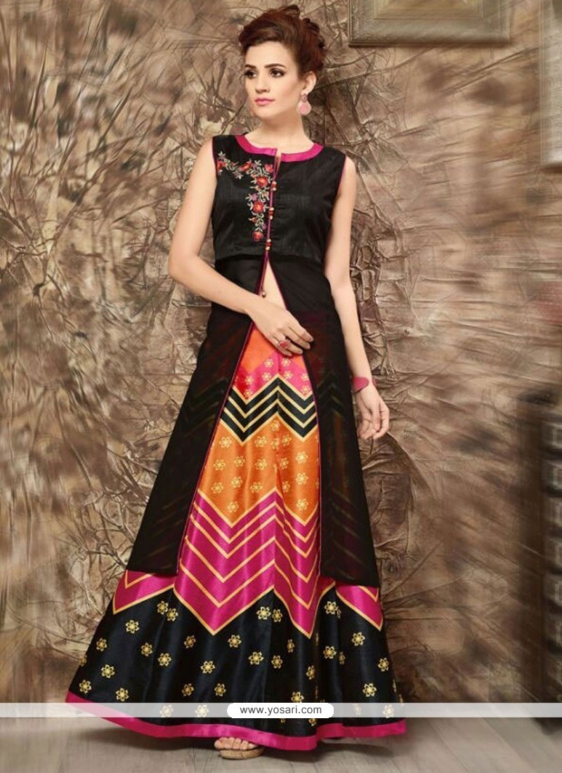 Buy Digital Print Banglori Silk Designer Kurti In Multi Colour | Party ...