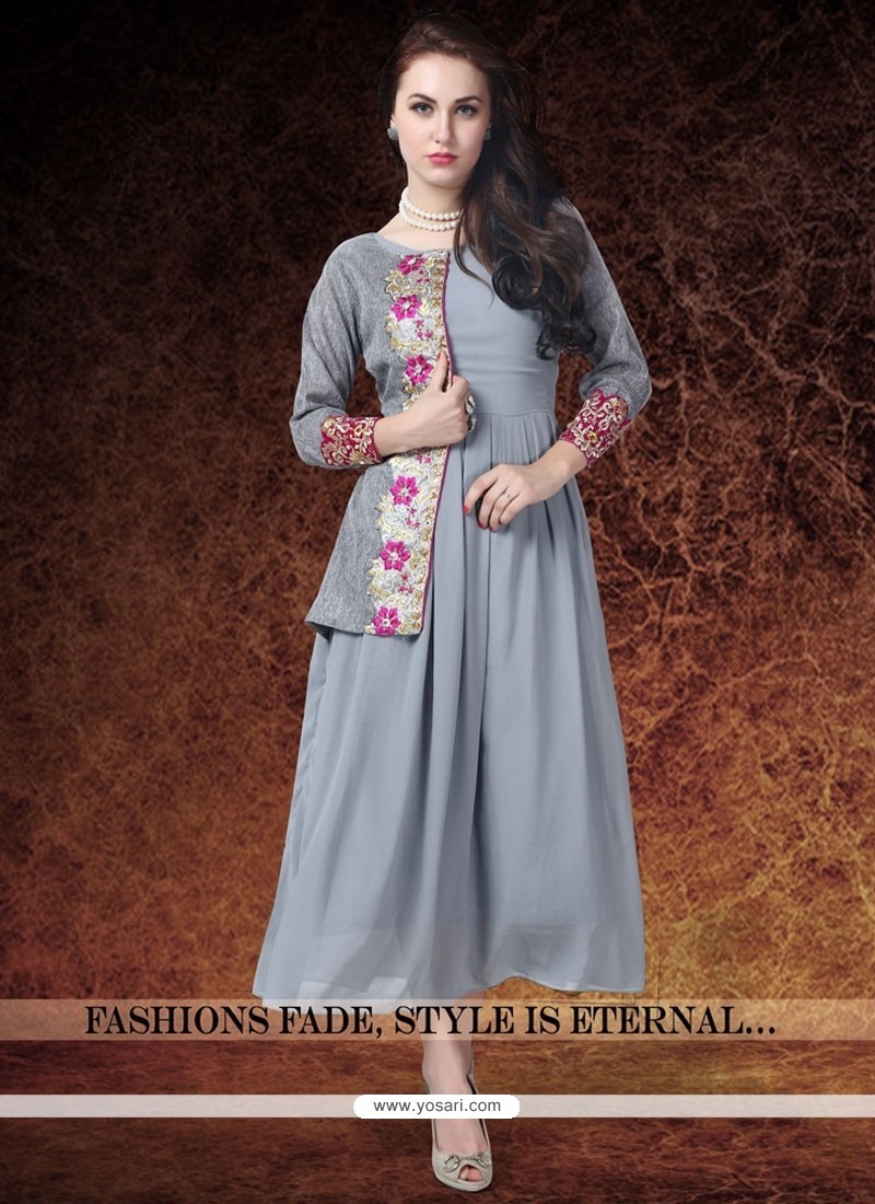 Buy Deserving Embroidered Work Georgette Party Wear Kurti | Party Wear ...
