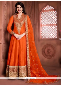 Beauteous Zari Work Banglori Silk Anarkali Salwar Suit