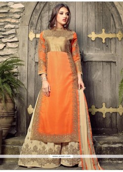 Epitome Orange Lace Work Designer Palazzo Salwar Kameez