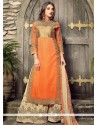 Epitome Orange Lace Work Designer Palazzo Salwar Kameez