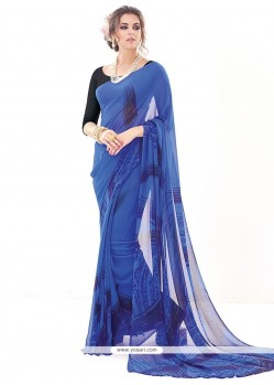 Glamorous Blue Georgette Casual Saree