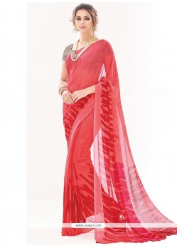 Print Georgette Casual Saree In Peach