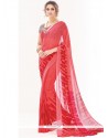 Print Georgette Casual Saree In Peach