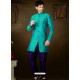 Sea Green Art Silk Indo Western Sherwani