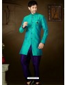 Sea Green Art Silk Indo Western Sherwani