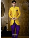 Handsome Art Silk Mustard Indo Western Sherwani