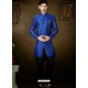 Stunning Blue Brocade Indo Western Sherwani