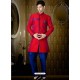 Amazing Red Jacquard Indo Western Sherwani