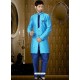 Sky Blue Art Silk Indo Western Sherwani