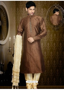 Outstanding Brown Art Silk Kurta Pajama