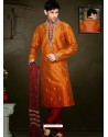 Stunning Rust Art Dupion Silk Kurta Pajama