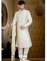 Eye-Catching Off White Art Silk Kurta Pajama