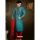 Traditional Teal Blue Art Silk Kurta Pajama